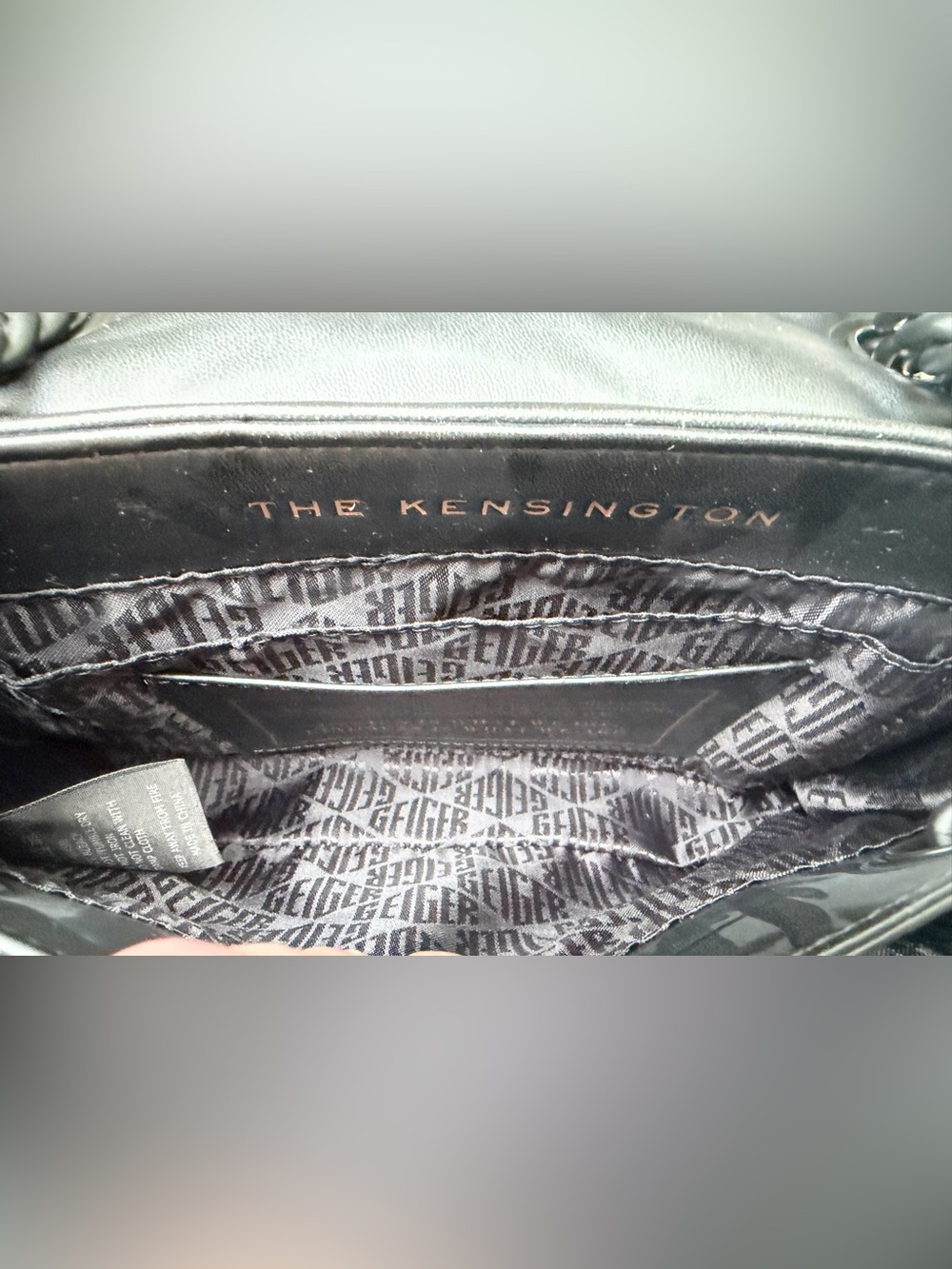 NEW Kurt Geiger Black Leather Handbag w Black Crystal Embellished Bird on Front - Picture 15 of 16